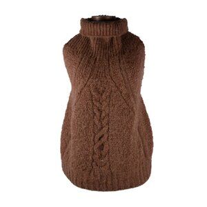 Y's YOHJI YAMAMOTO brown wool mohair blend sleeveless zipper design sweater